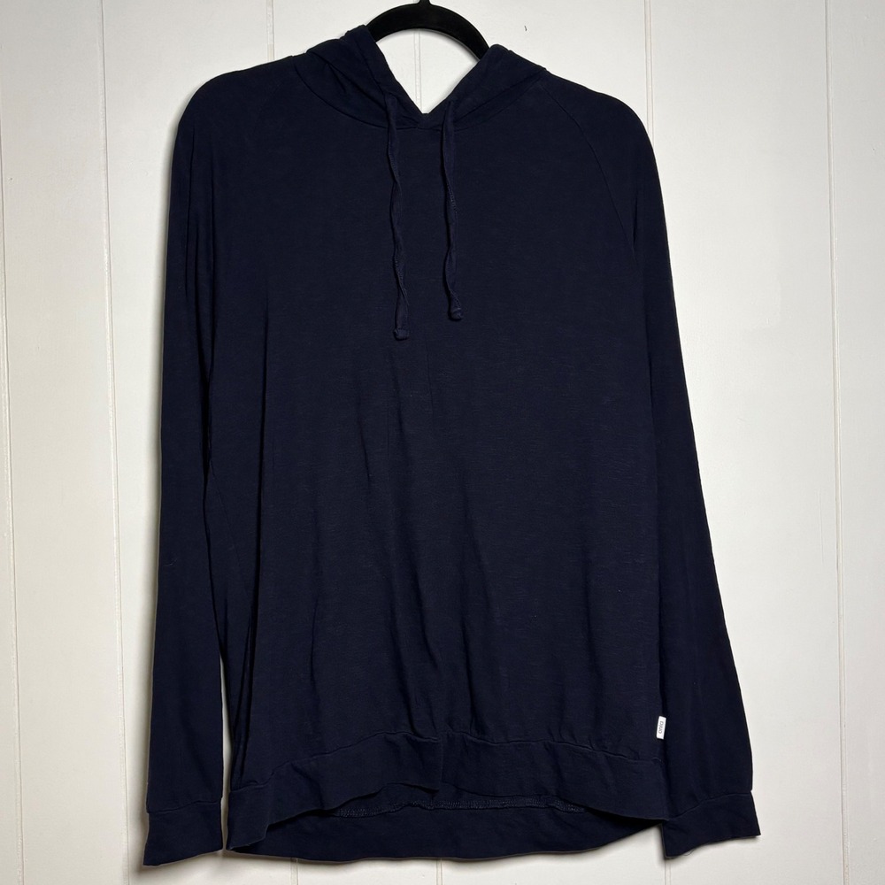 Onia Slub Knit Cotton Hoodie Navy Blue Long Sleeve Pullover M Coastal Lounge